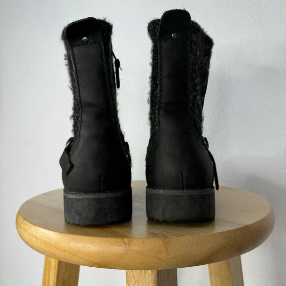 Eddie Bauer Black Leather & Wool Trace Ankle Boots Size 8 1/2 - Picture 8 of 8